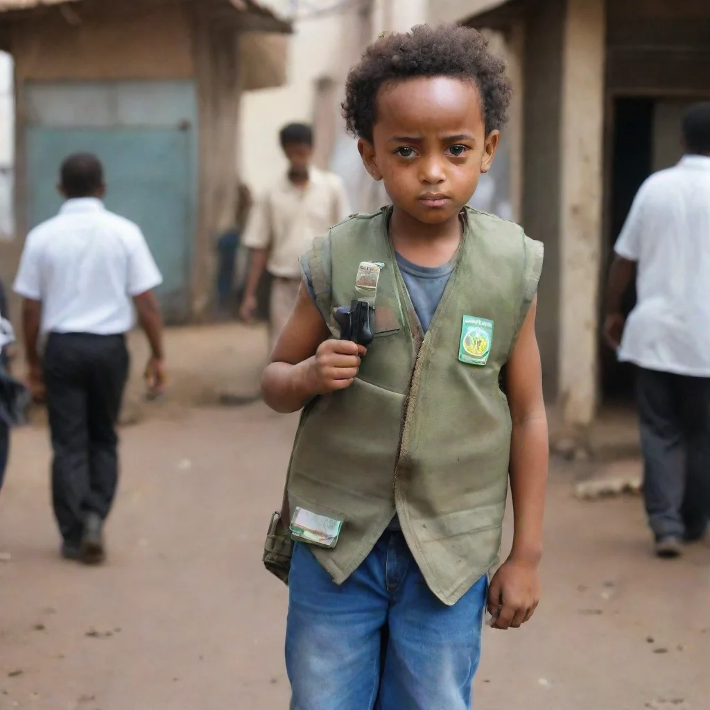 aiamazing ethiopian midget in a press bullet proof vest holding shawarma awesome portrait 2