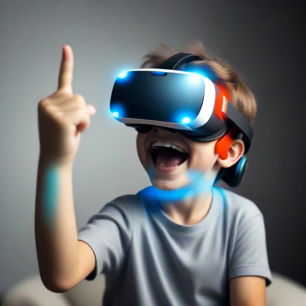 aiamazing excited boy wearing vr headset with a big smile on face%2C enjoying a virtual reality experience of his favorite movies that sparks wonder and joy awesome portrait 2
