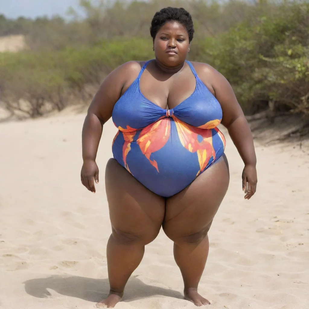amazing extremely obese african woman in swimsuit awesome portrait 2