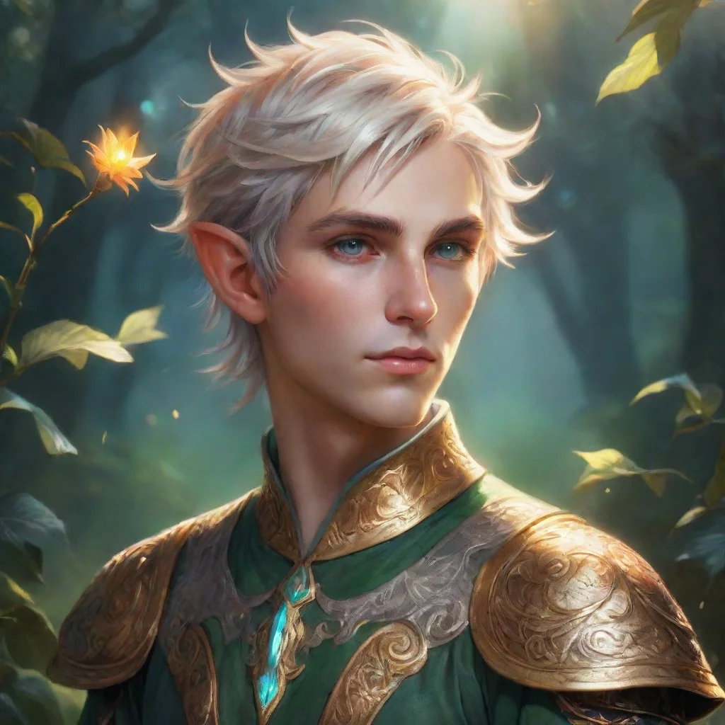 aiamazing fae male elf short hair king celestial fantasy art sun  awesome portrait 2