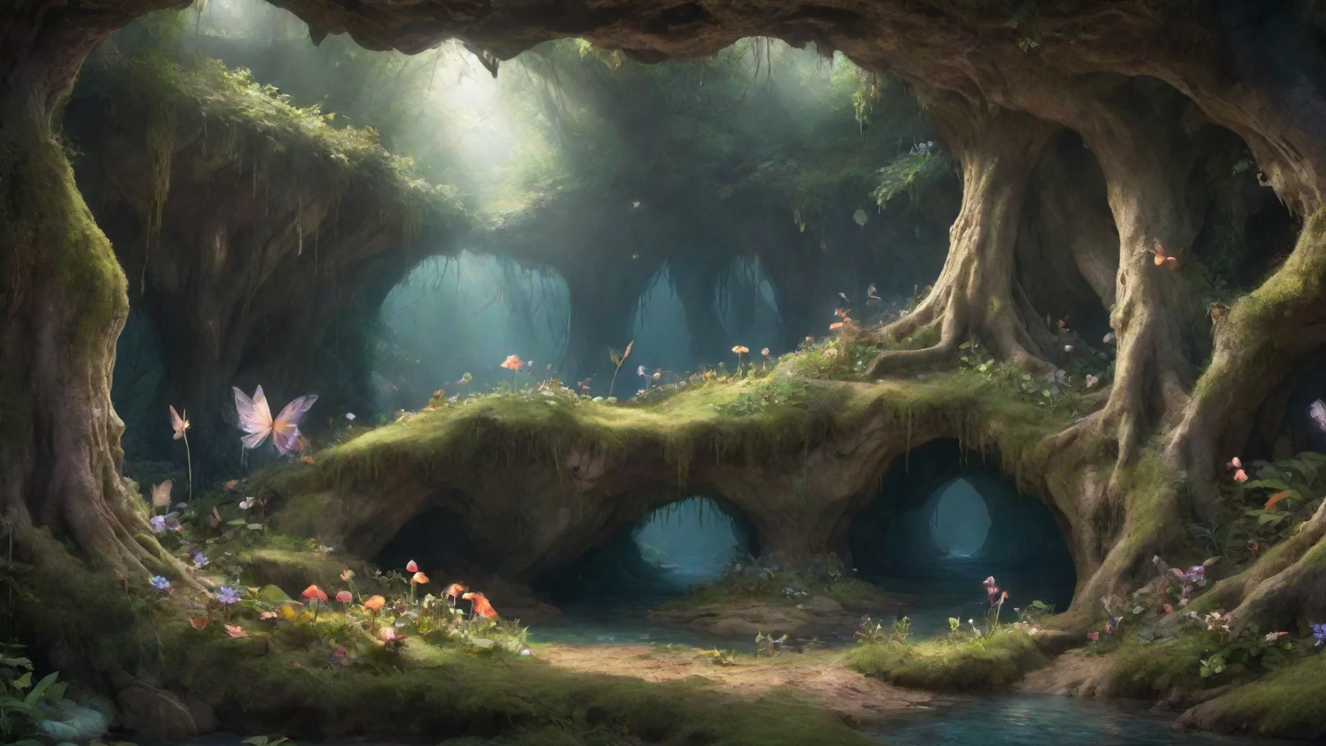 aiamazing fairy forest cave awesome portrait 2 wide
