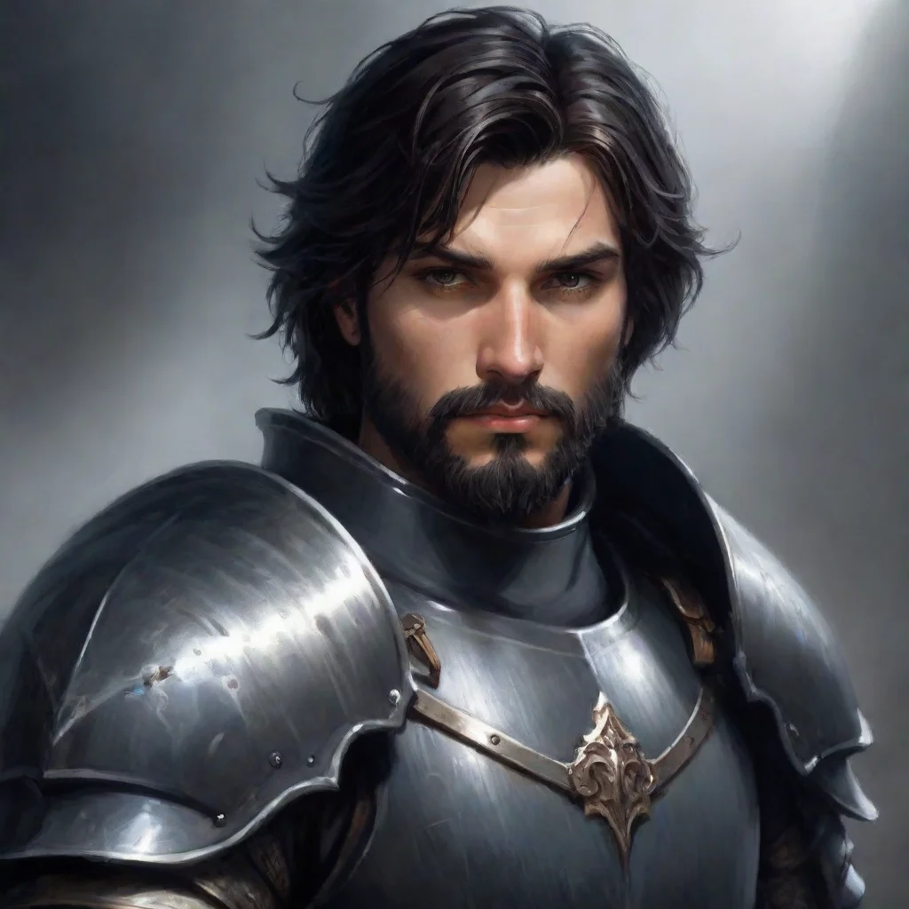 aiamazing fantasy art knight dark hair short hair beard awesome portrait 2