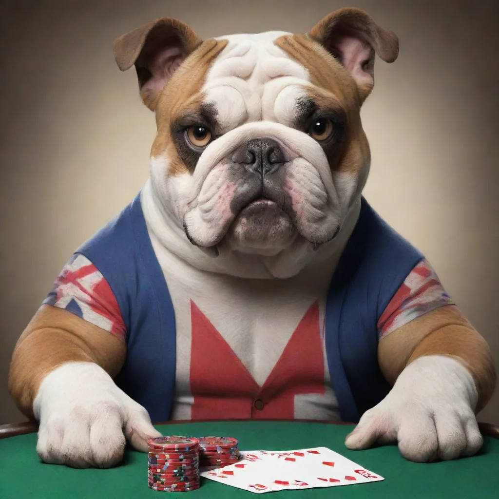 aiamazing fantasy british bulldog playing poker with union shirt awesome portrait 2