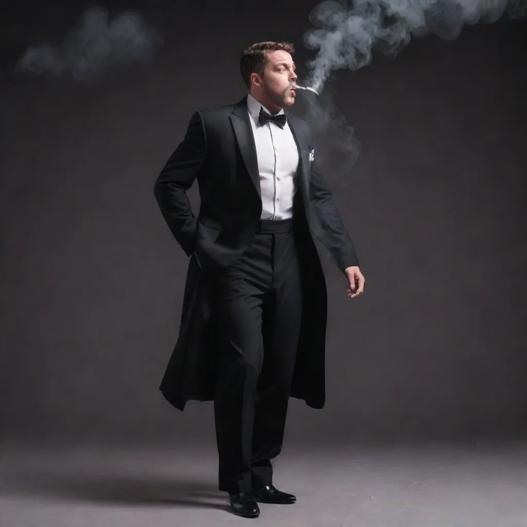 amazing fart coming out of a man dressed in a black smoking extremely detailed high quality  awesome portrait 2