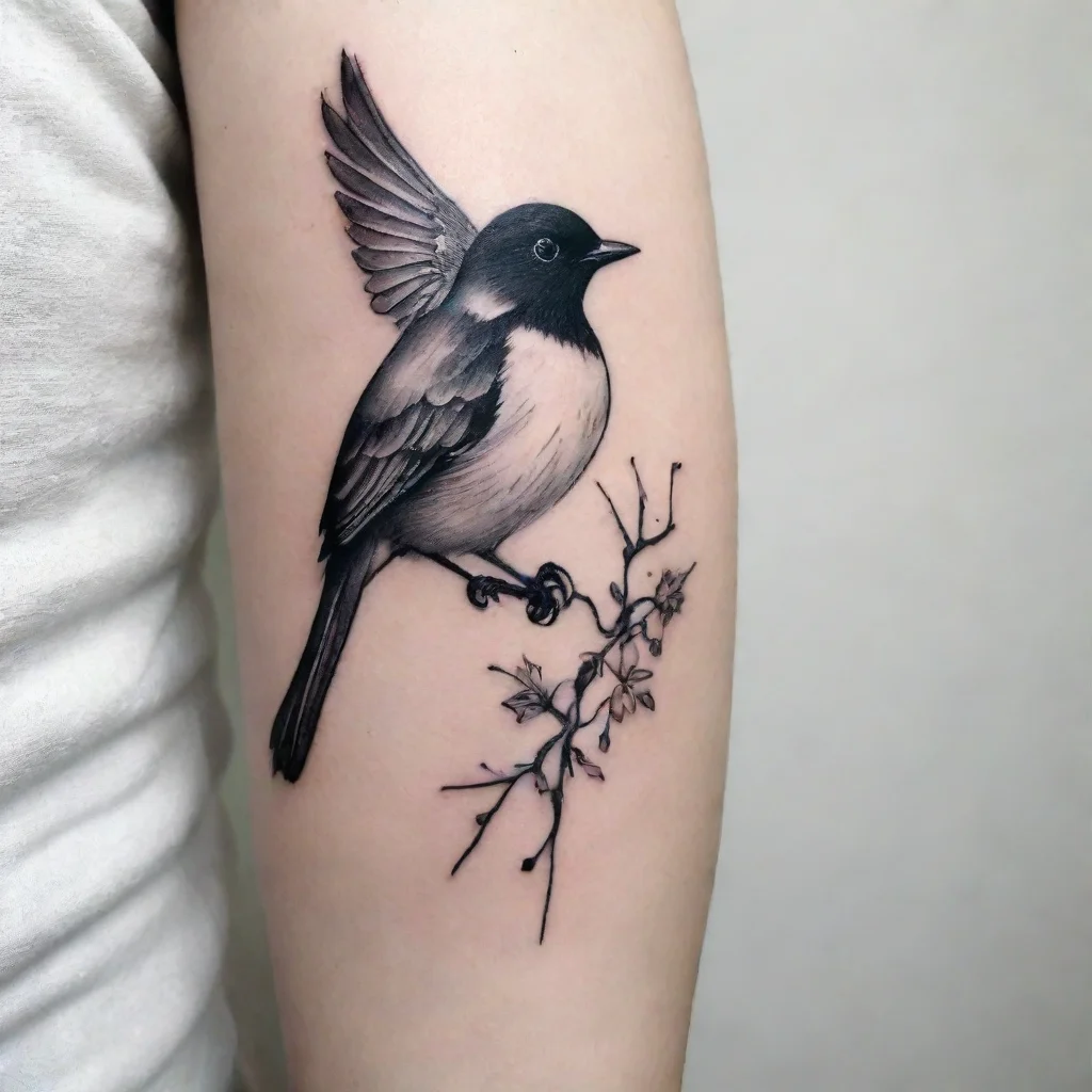aiamazing fine line black and white tattoo bird awesome portrait 2