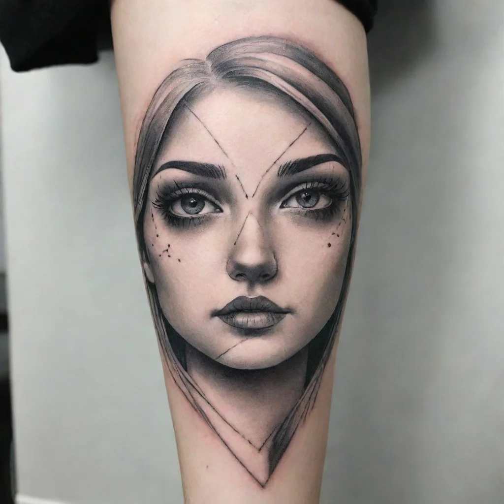 aiamazing fine line black and white tattoo face girl awesome portrait 2