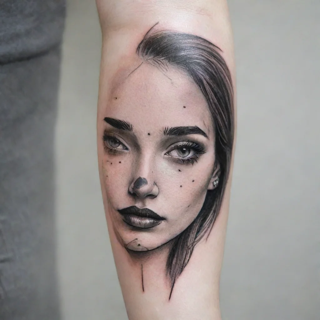 aiamazing fine line black and white tattoo her face awesome portrait 2