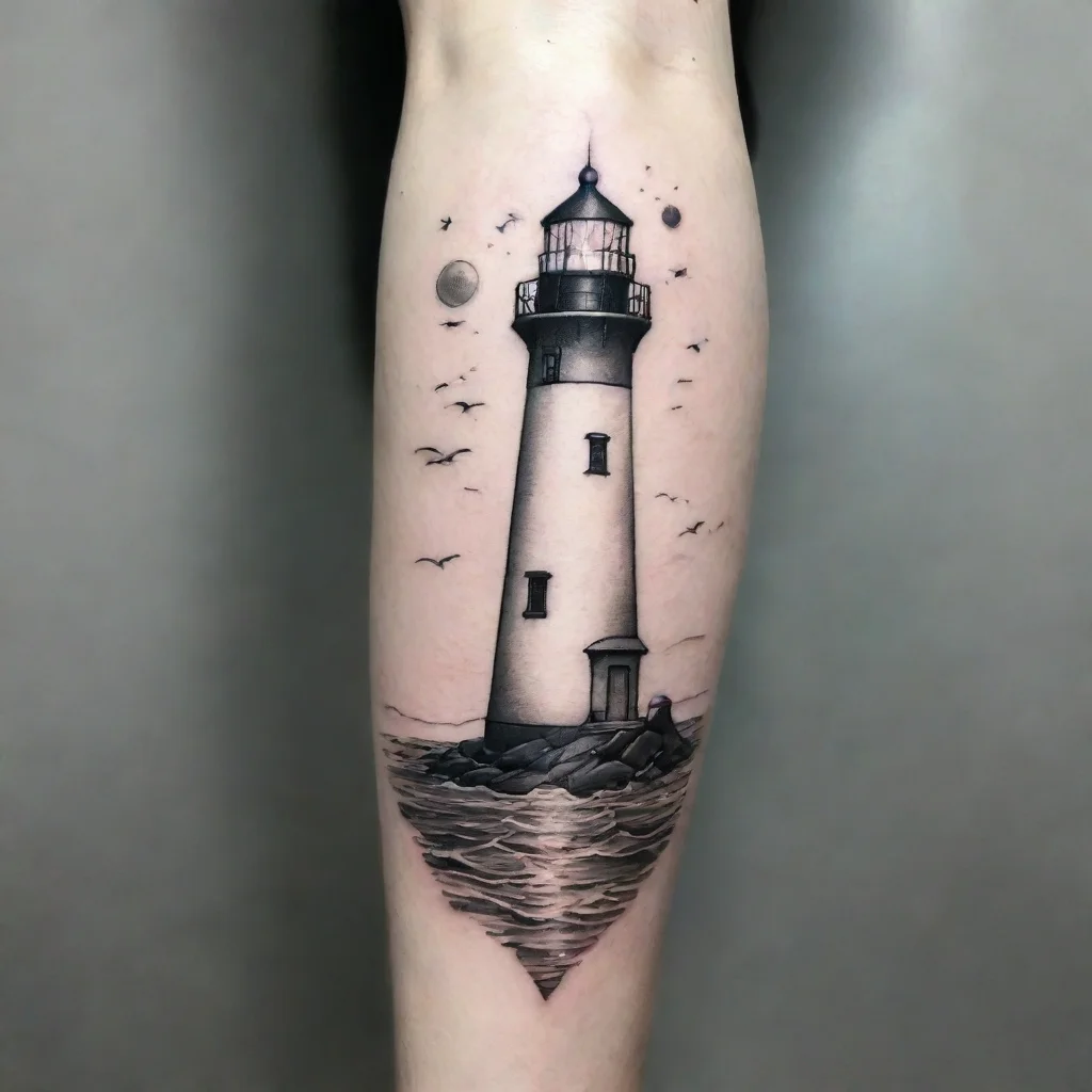 amazing fine line black and white tattoo light house awesome portrait 2