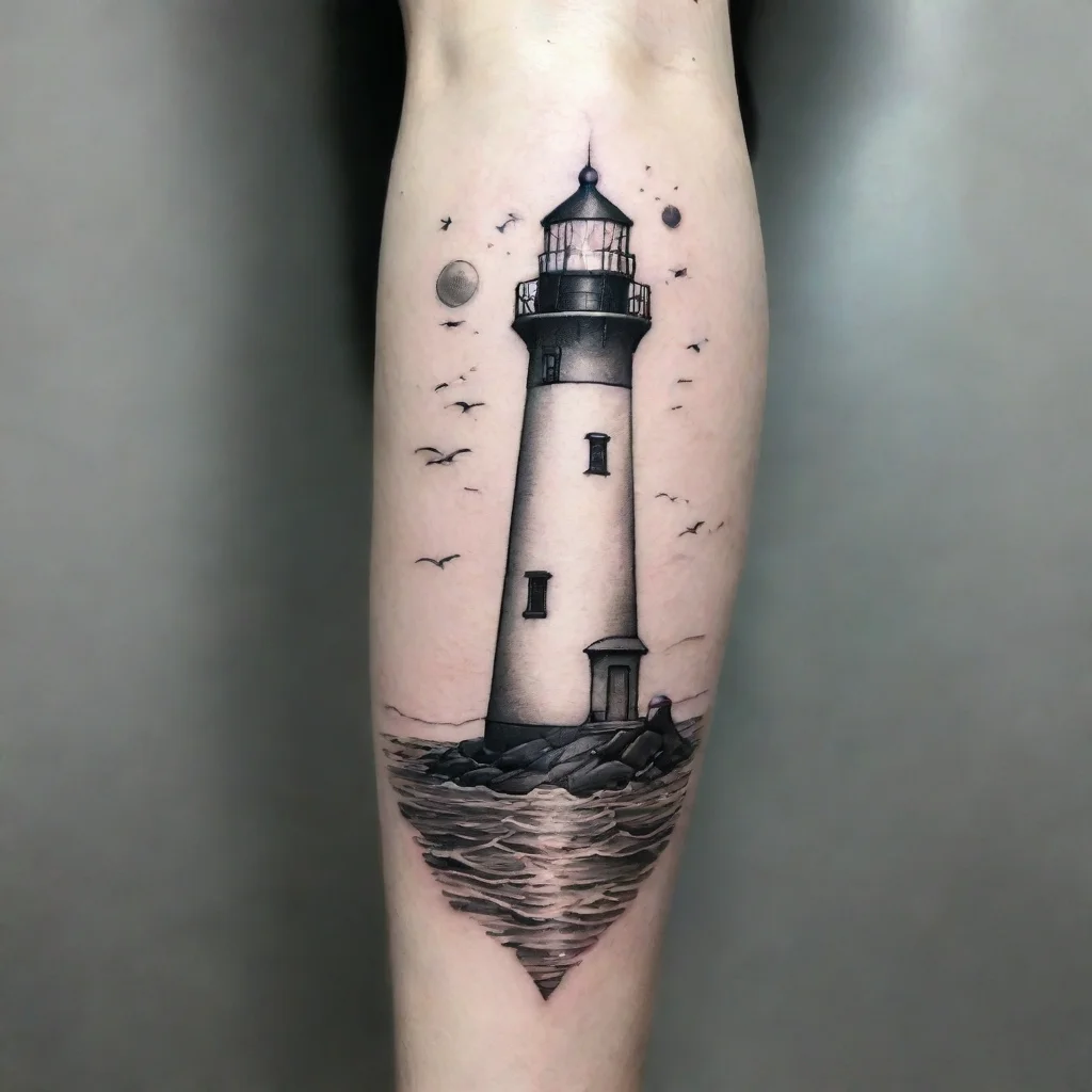 aiamazing fine line black and white tattoo light house awesome portrait 2
