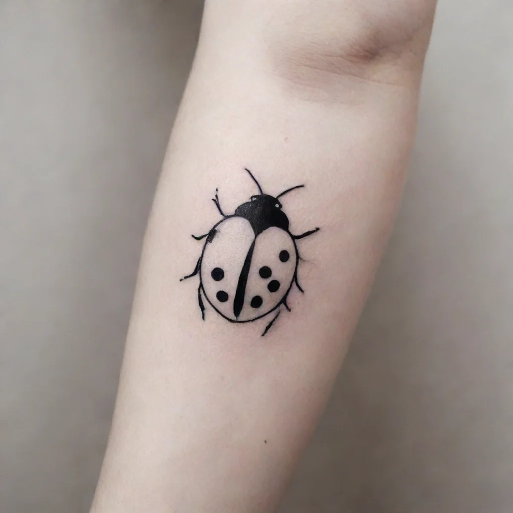 aiamazing fine line black and white tattoo minimalistic ladybug awesome portrait 2