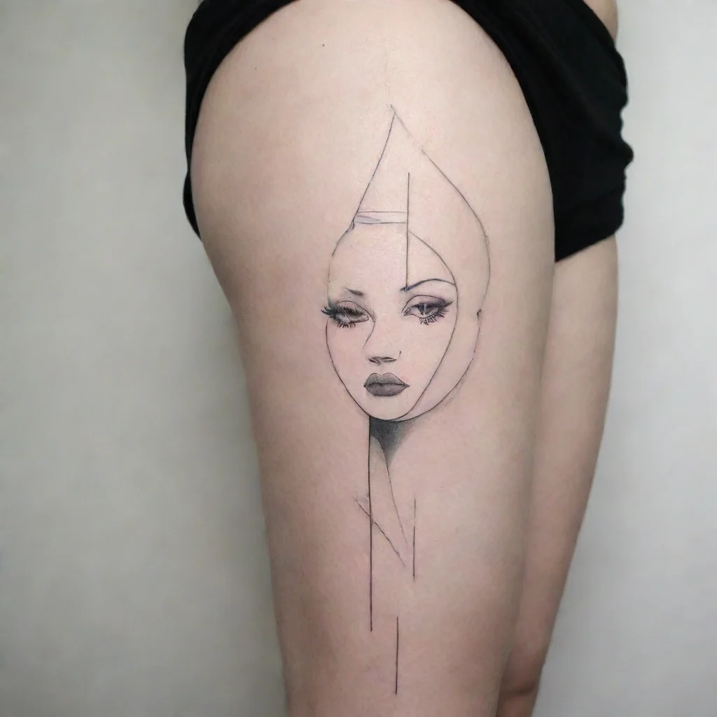 aiamazing fine line black and white tattoo minimalistic woman awesome portrait 2