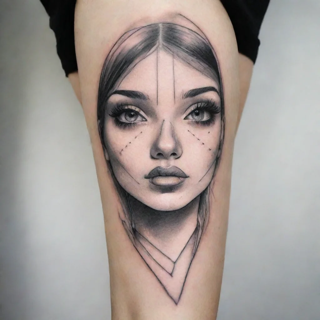 aiamazing fine line black and white tattoo she face awesome portrait 2