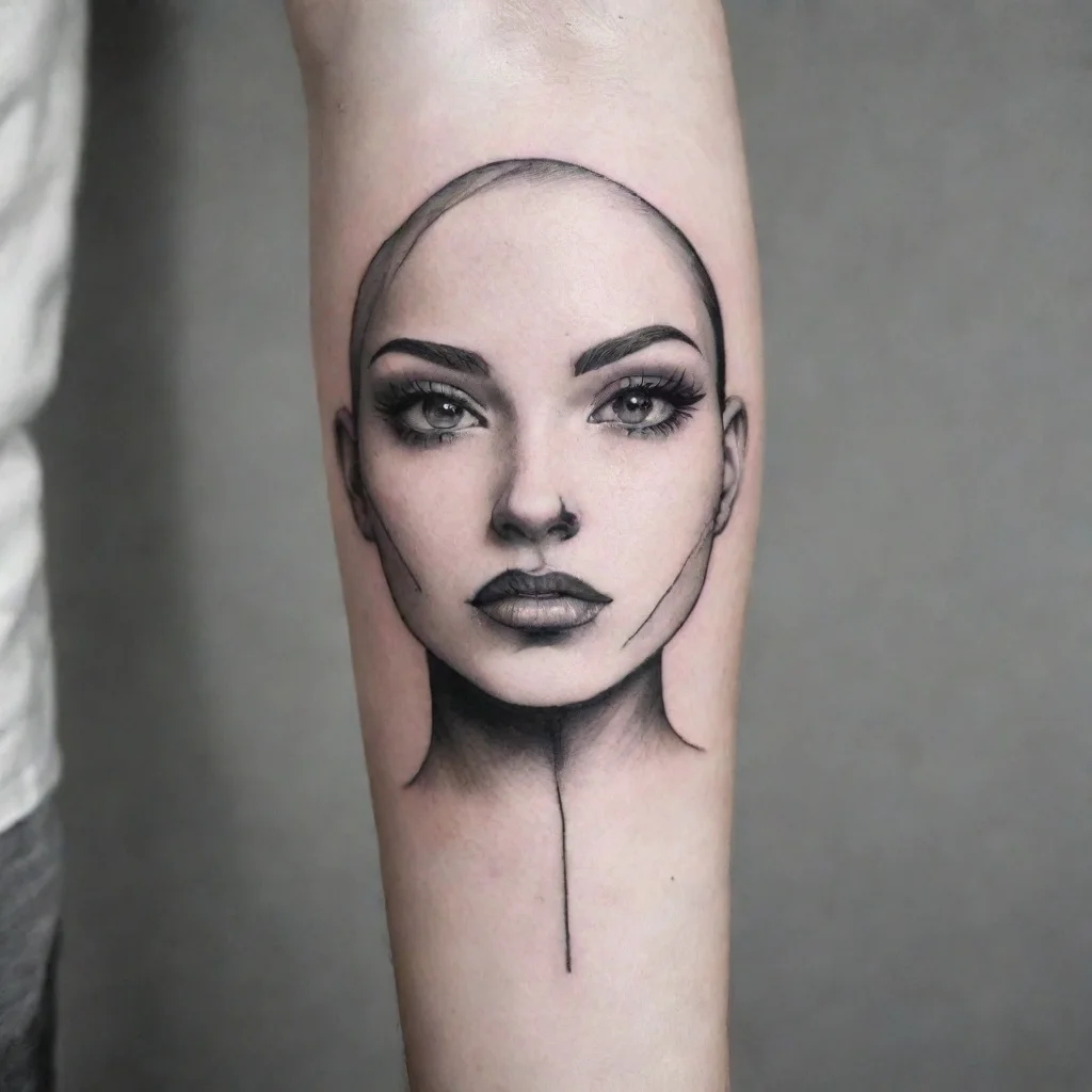 aiamazing fine line black and white tattoo simple face awesome portrait 2