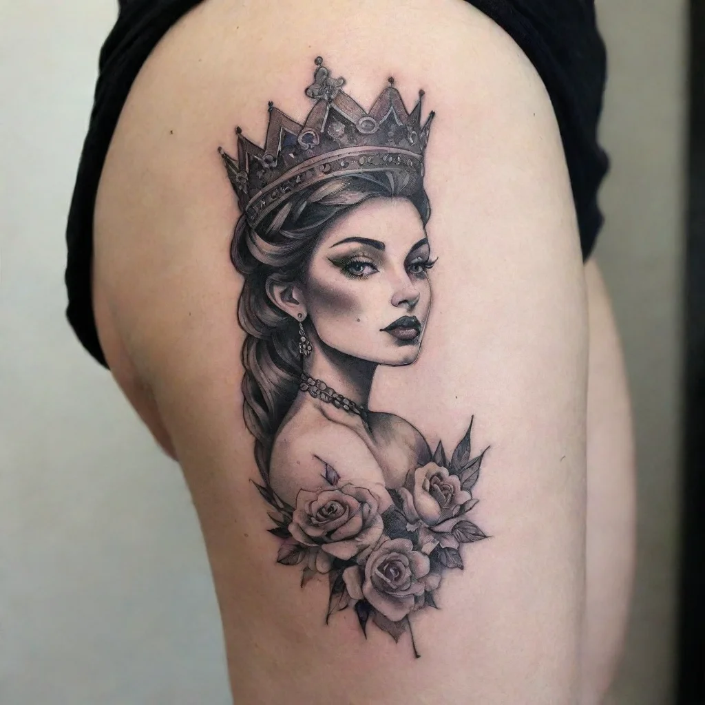 aiamazing fine line black and white tattoo women queen awesome portrait 2