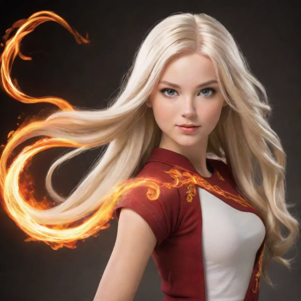 amazing firebending white girl blonde hair  awesome portrait 2
