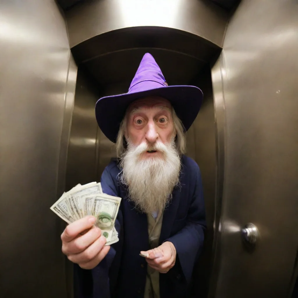 amazing fisheye wizard in an elevator giving money awesome portrait 2