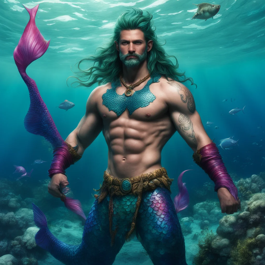 aiamazing fishman warrior male mermaid awesome portrait 2