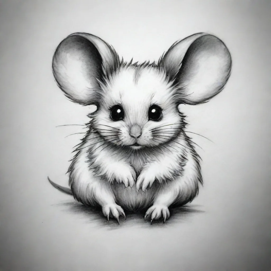 aiamazing fluffy mouse fine line black and white tattoo awesome portrait 2