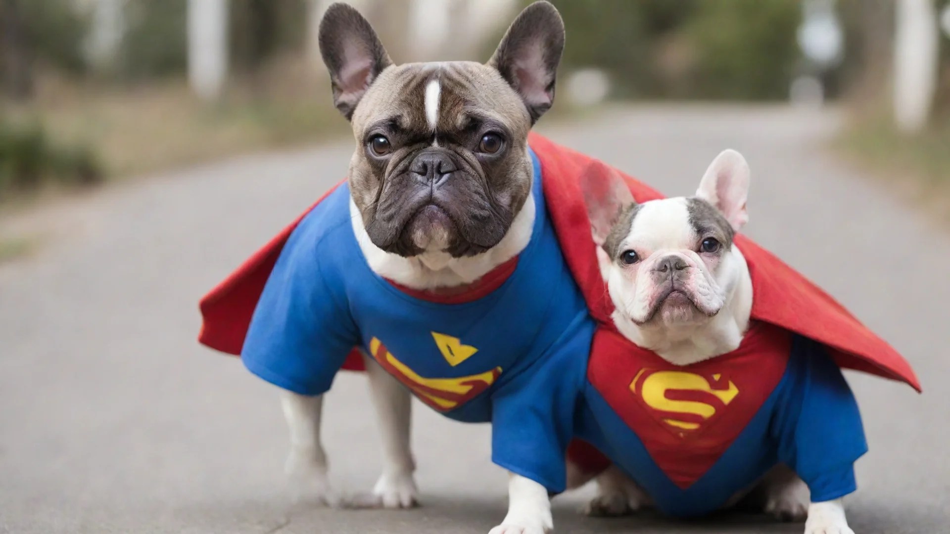 aiamazing french bulldog with a superman costume awesome portrait 2 wide