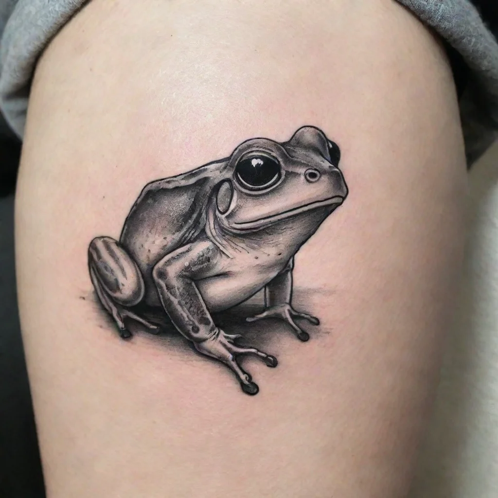 aiamazing frog fine line black and white tattoo awesome portrait 2