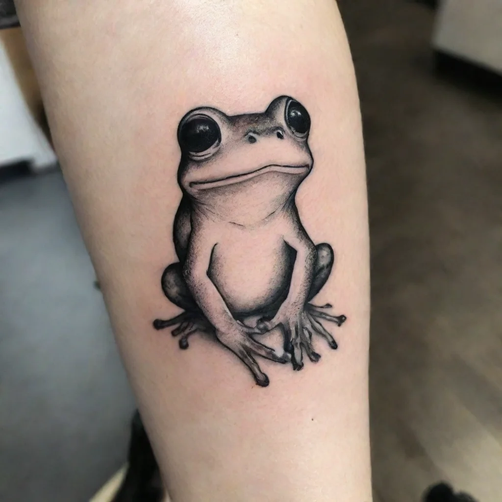 aiamazing frog minimalistic fine line black and white tattoo awesome portrait 2