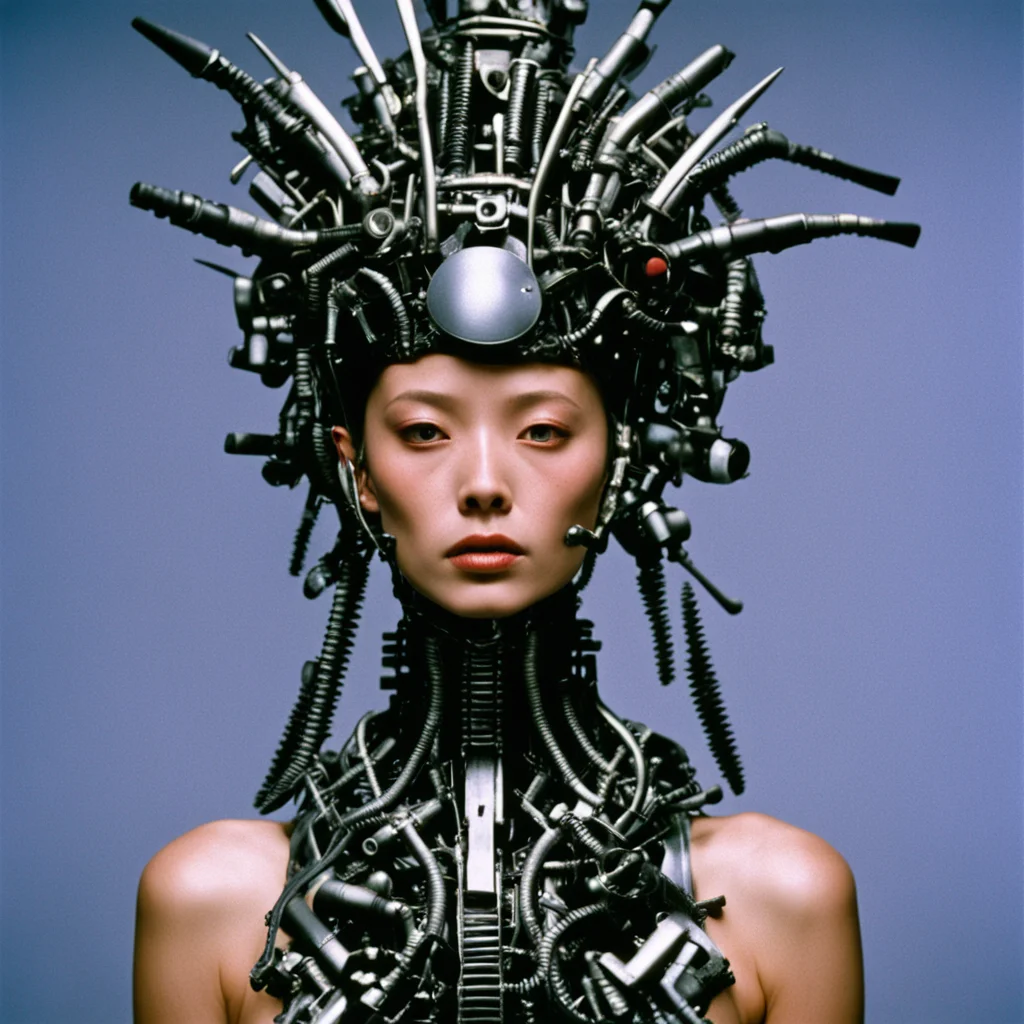 aiamazing from movie event horizon 1997 from movie tetsuo 1989 from movie virus 1999 woman wearing bird head made of machine parts awesome portrait 2