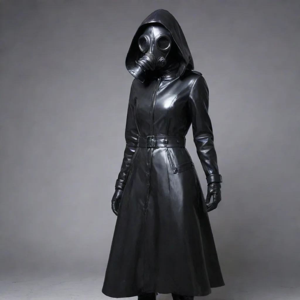 amazing full rubber gasmask girl long coat with hood awesome portrait 2