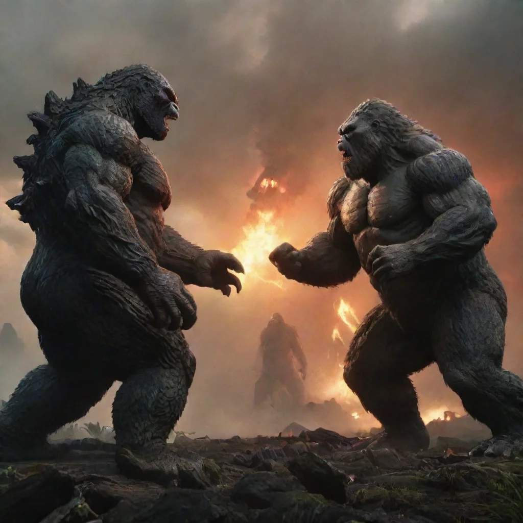 amazing funny dialogue battle between godzilla and kong. write for mature audience awesome portrait 2