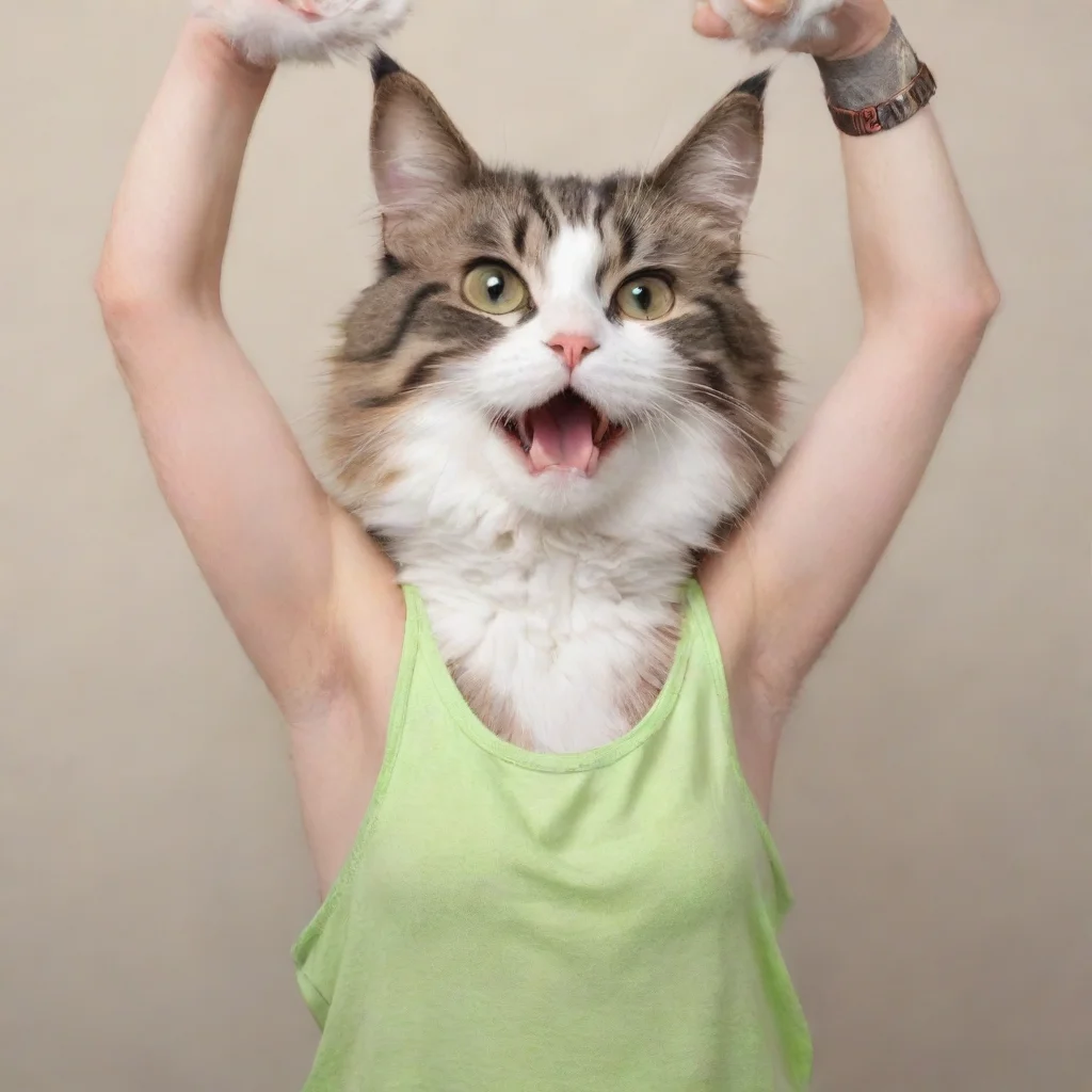 aiamazing furry cat wearing tank top showing her armpits%2C drawn awesome portrait 2