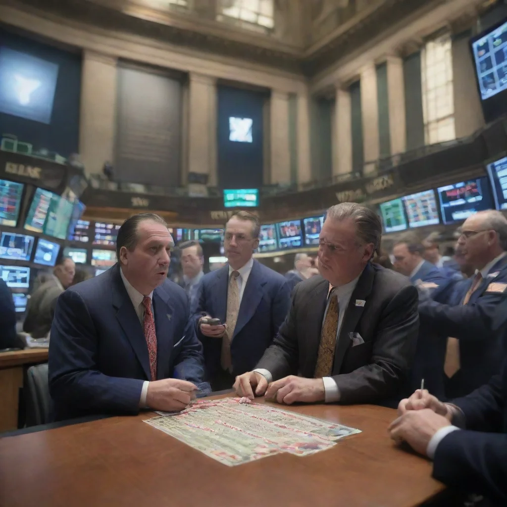 amazing gamblers on the trading floor of the new york stock exchange hyperrealistic matte painting 8k cinematic dramatic lightin awesome portrait 2