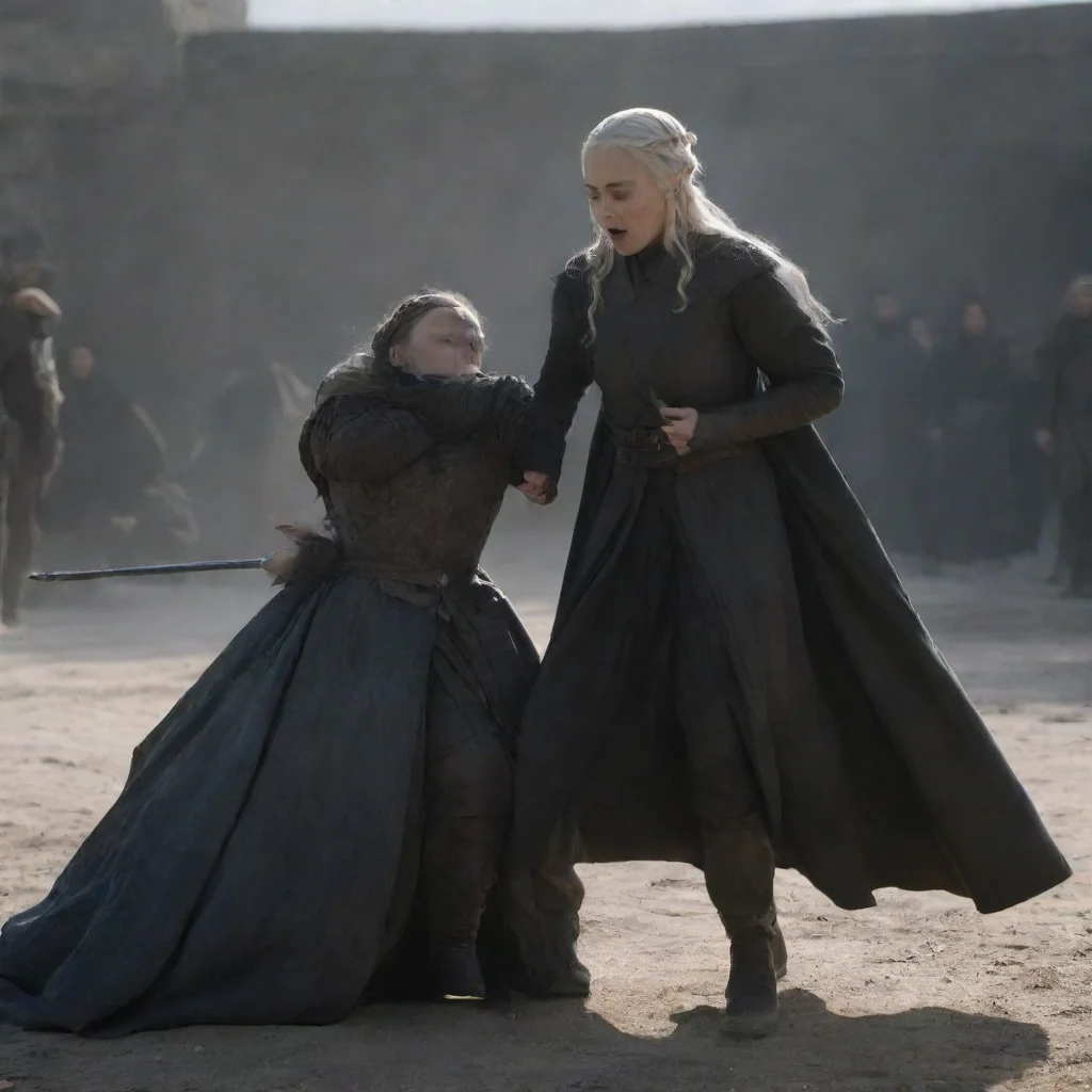 aiamazing game of throne scene about daenerys and arya fighting awesome portrait 2