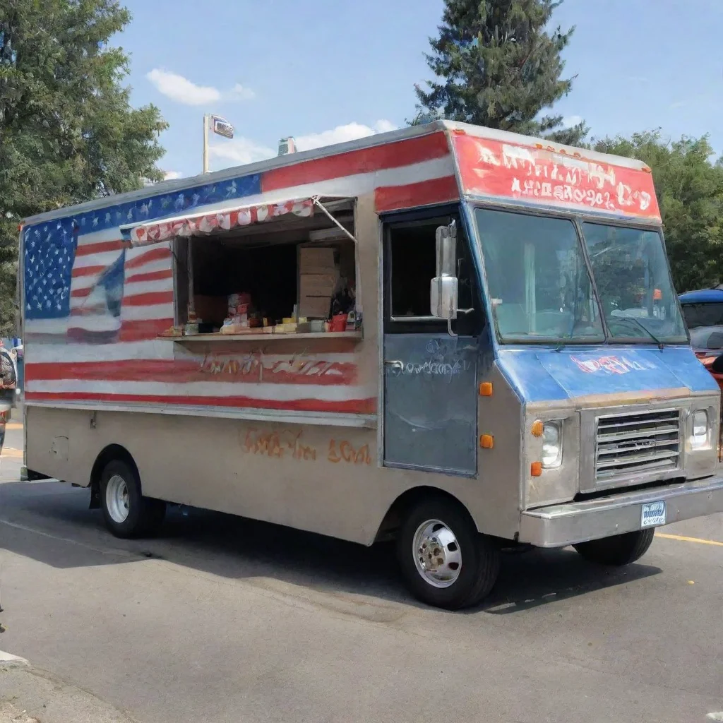 amazing generate a picture of a food truck with the name %22american 2024%22 awesome portrait 2