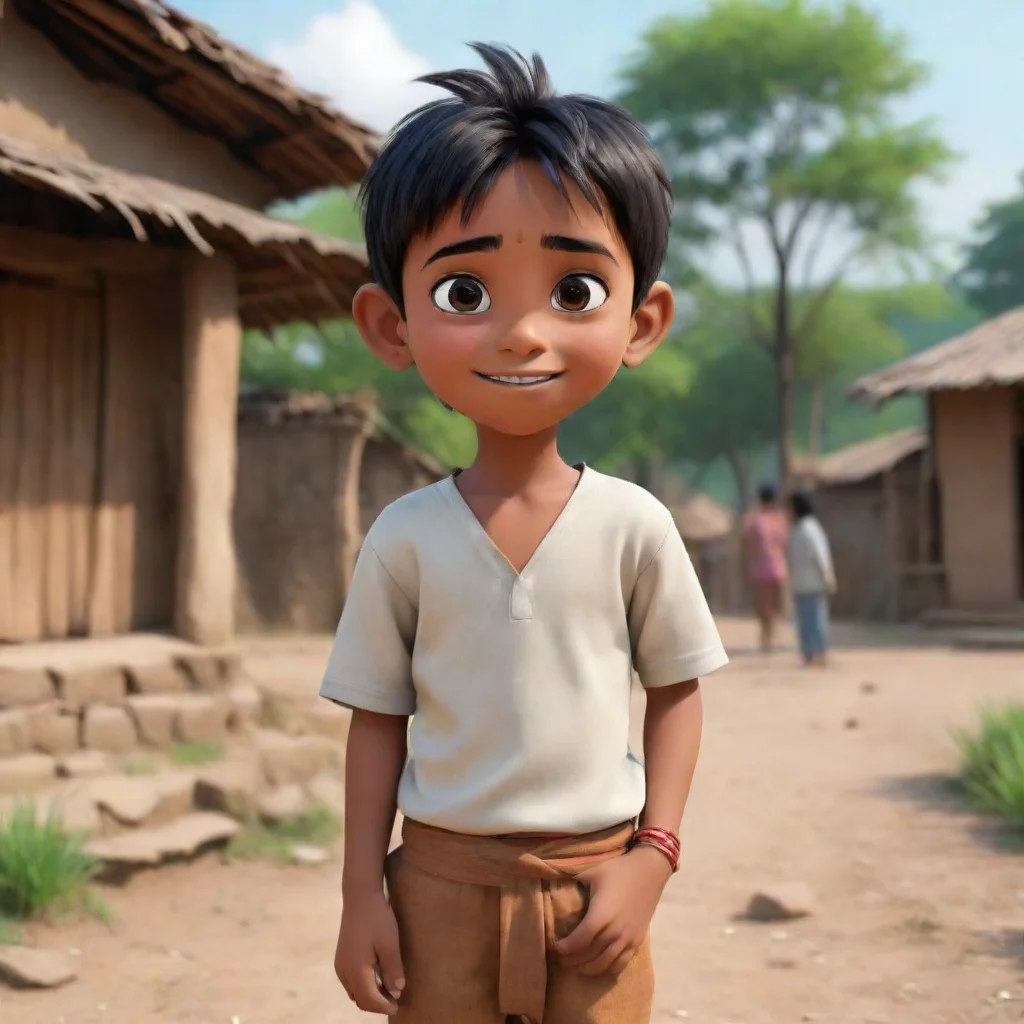 aiamazing generate an image of  animated boy in indian village awesome portrait 2