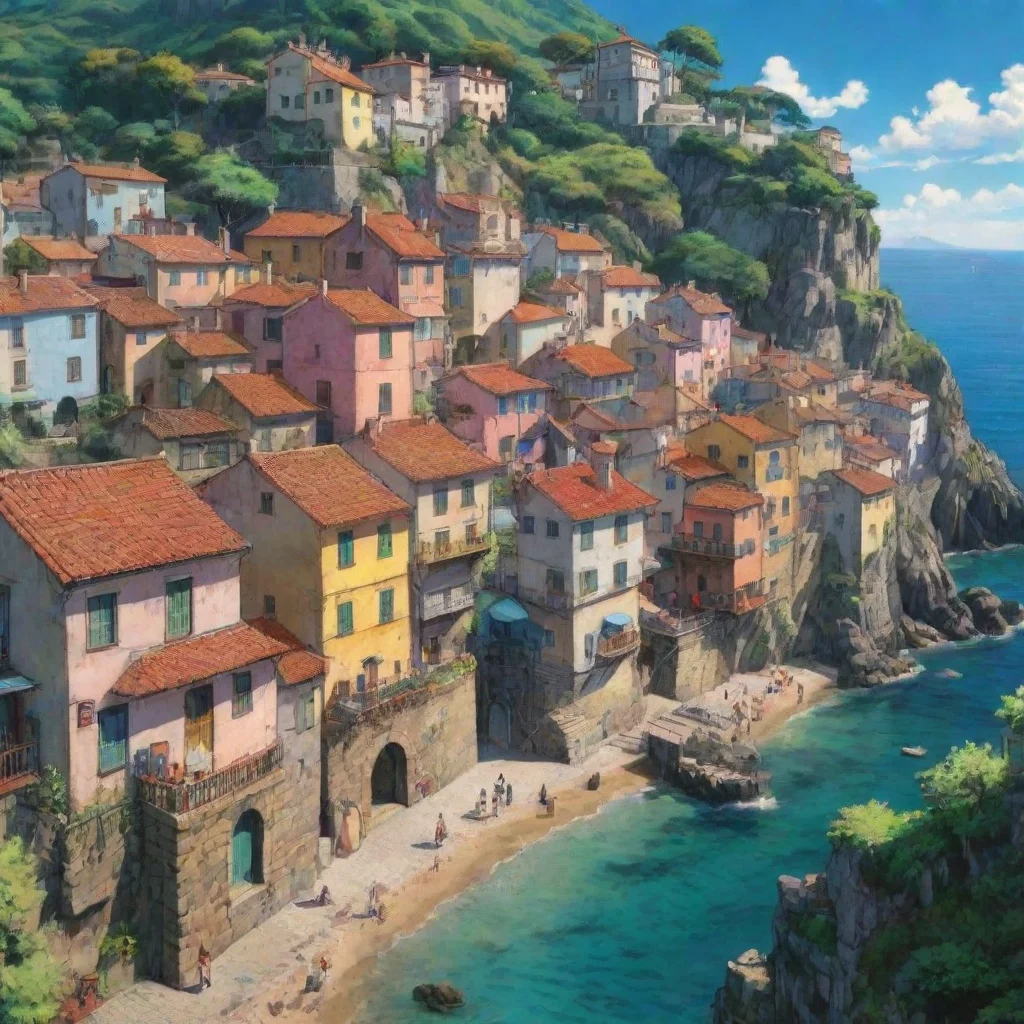 amazing ghibli anime portuguese coastal town hd aesthetic best quality with strong vibrant colors awesome portrait 2