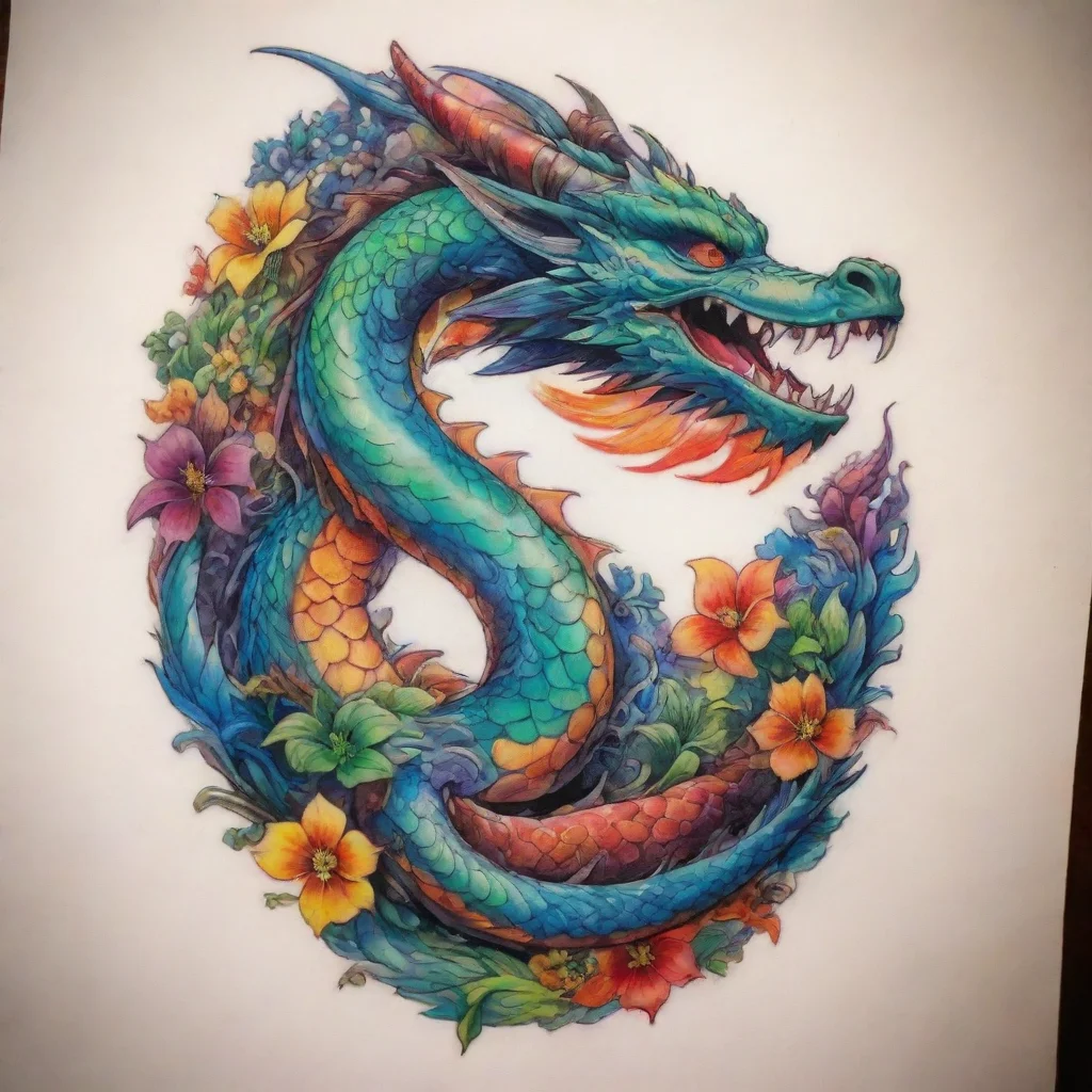 amazing ghibli dragon tatoo amazing colorful awesome portrait 2