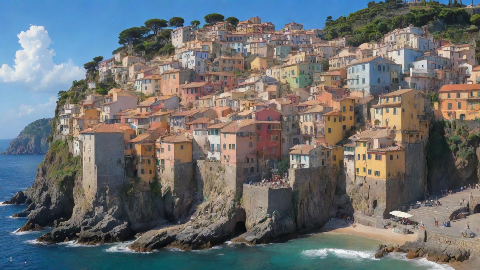 aiamazing ghibli portuguese coastal town hd aesthetic best quality with strong vibrant colors awesome portrait 2 wide