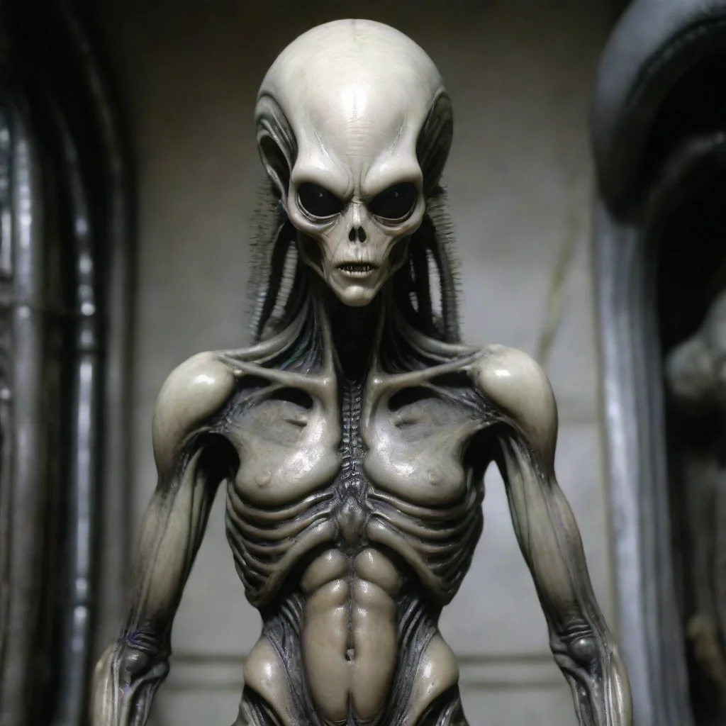 amazing giger alien standing discolored pale  skin awesome portrait 2
