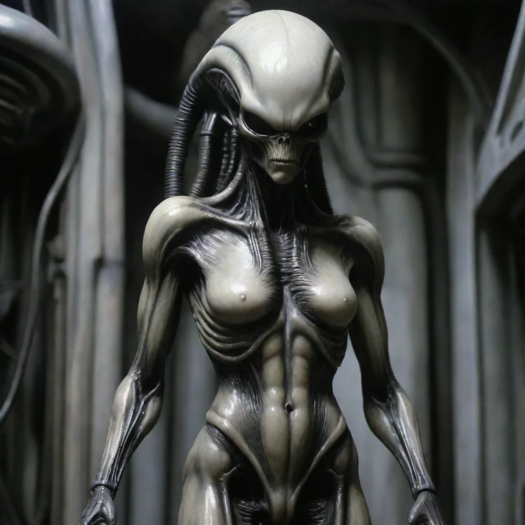 amazing giger alien standing tall discolored pale  skin awesome portrait 2