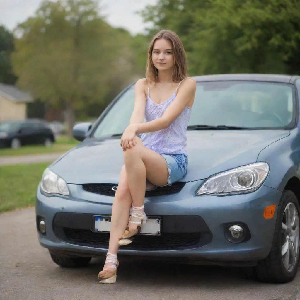 aiamazing girl sitting on car awesome portrait 2