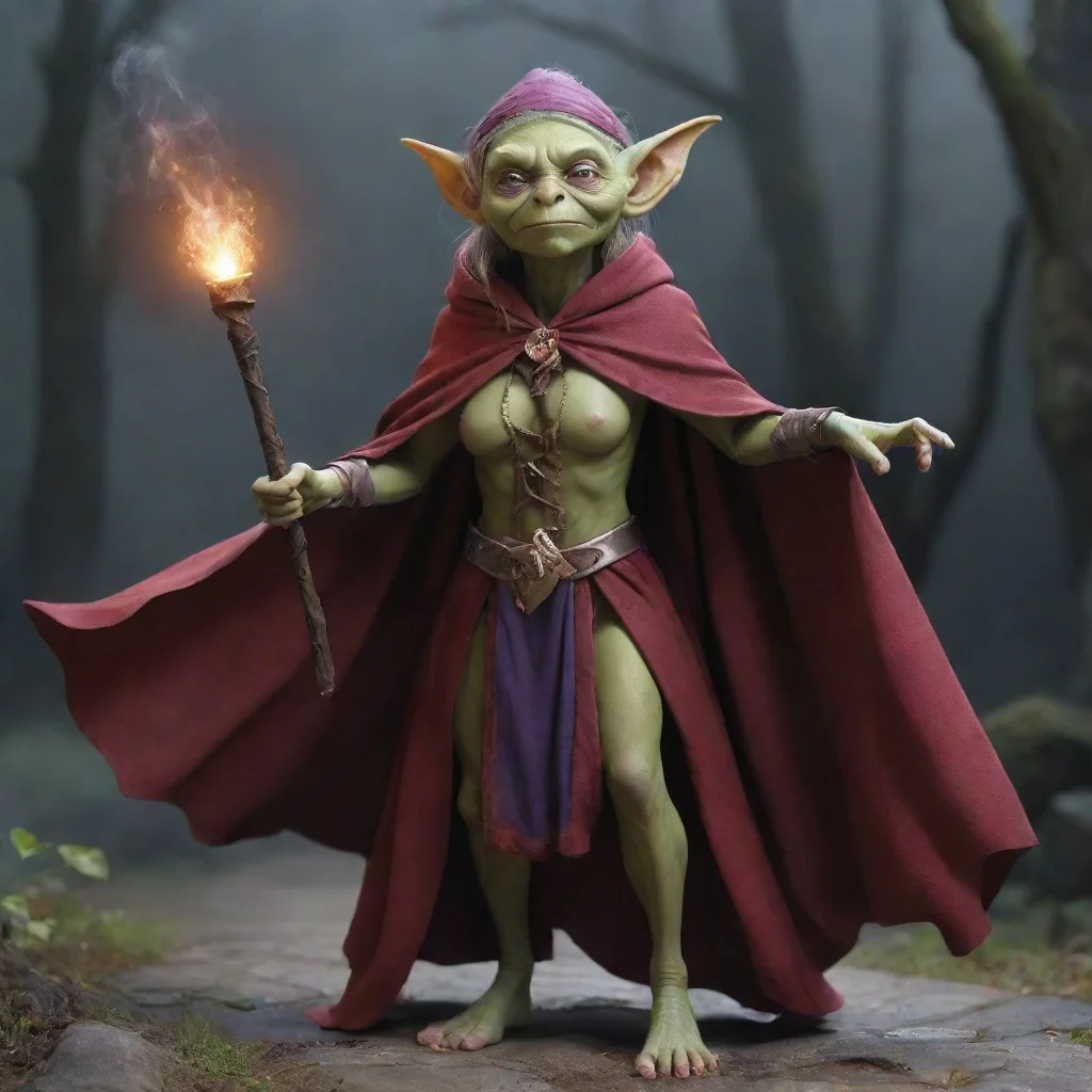 amazing goblin sorcerress in magical cape awesome portrait 2