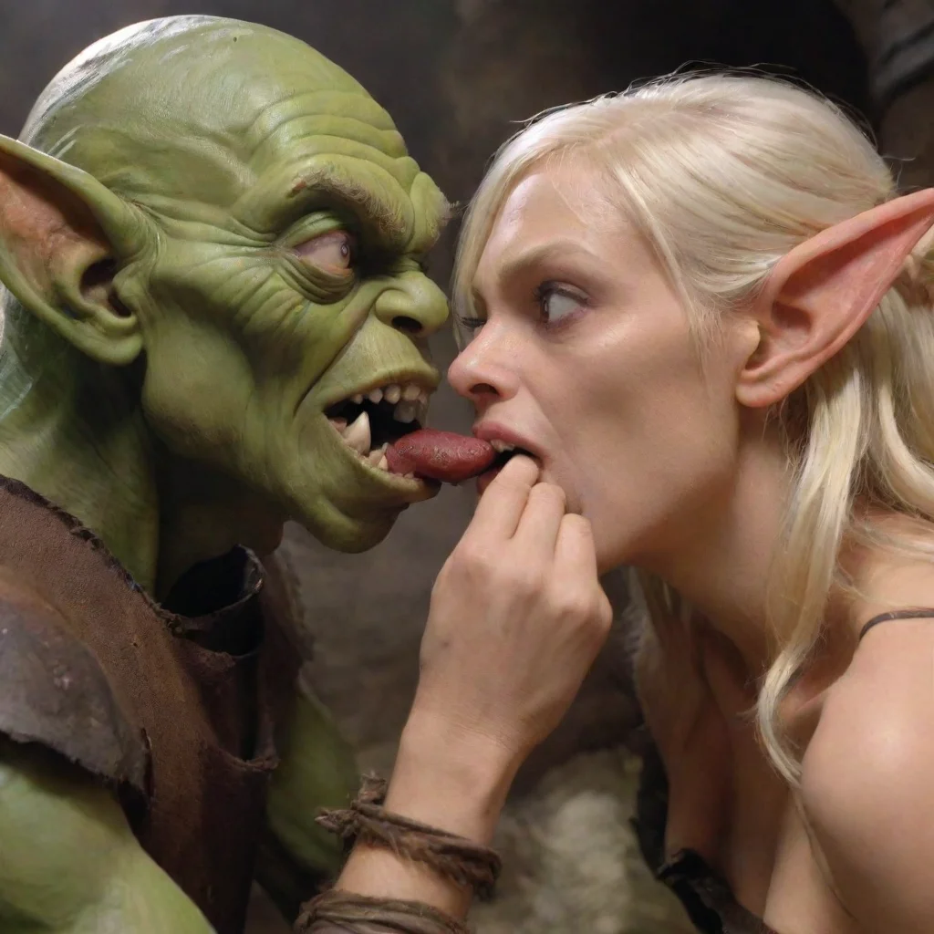 aiamazing goblins tie up and gag a blonde woman. one goblin hand his hand over the woman%27s mouth to prevent her from speaking awesome portrait 2