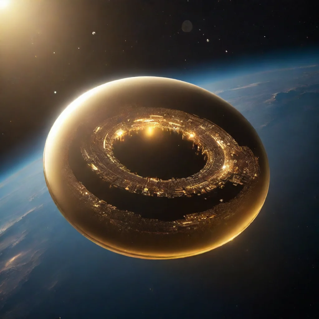 amazing golden city floating disk in space awesome portrait 2