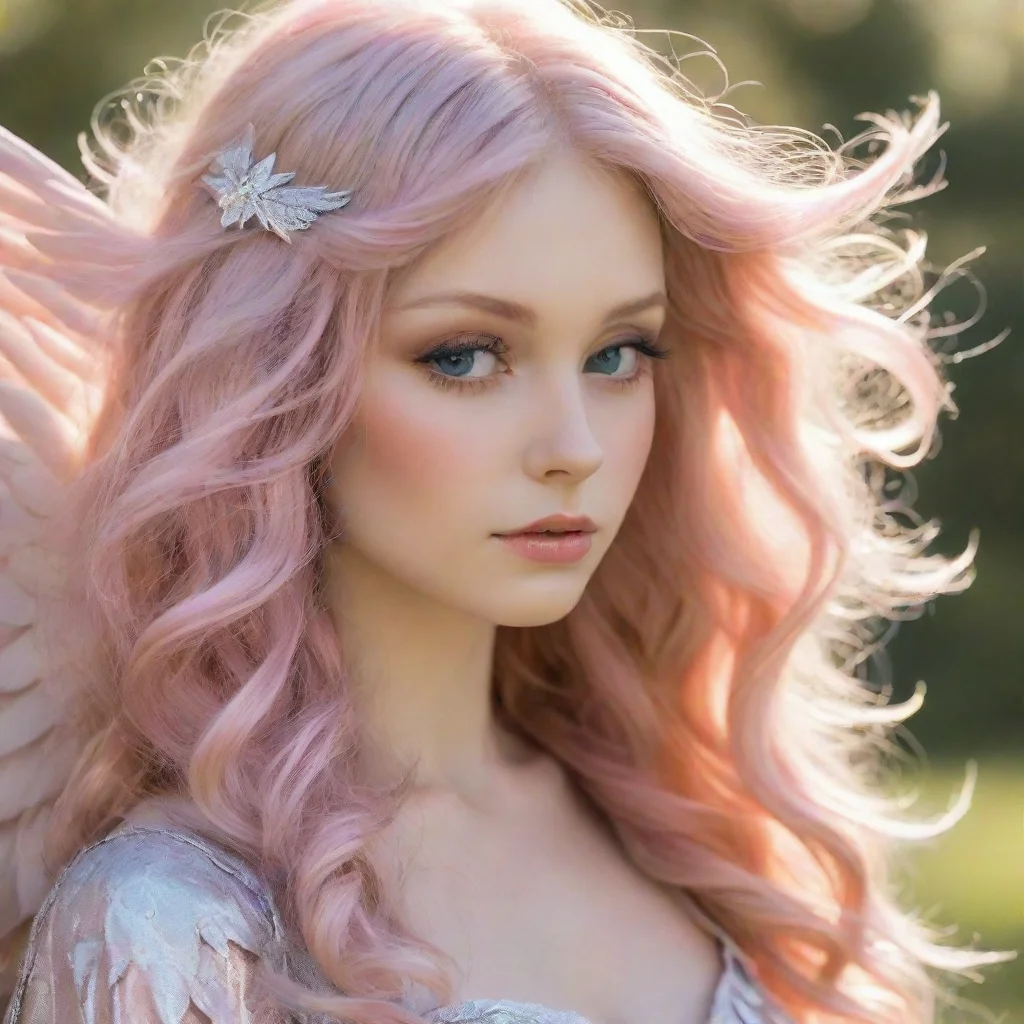 aiamazing golden hair that shimmers in the sunlight%2C and my wings are a delicate shade of pink with silver flecks. my eyes are a deep shade of blue angel awesome portrait 2