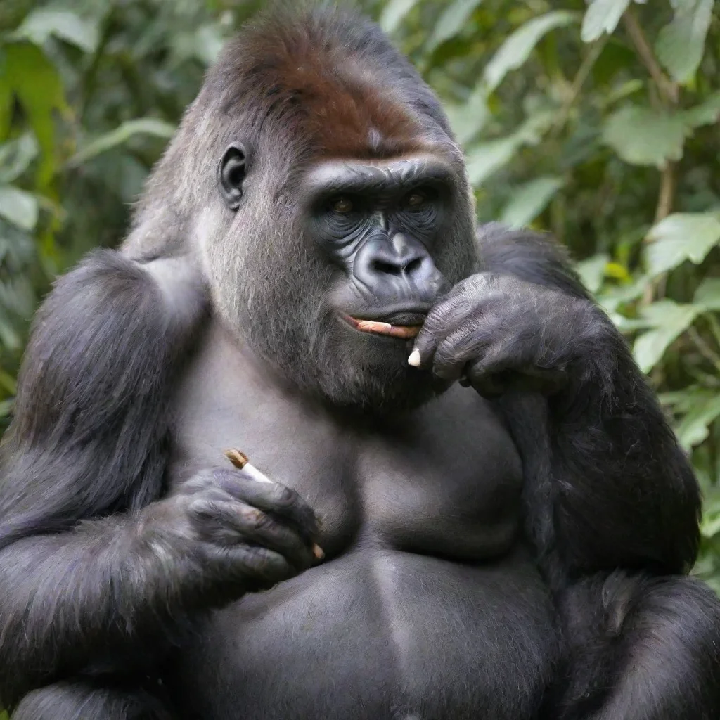 aiamazing gorilla smoking a joint awesome portrait 2