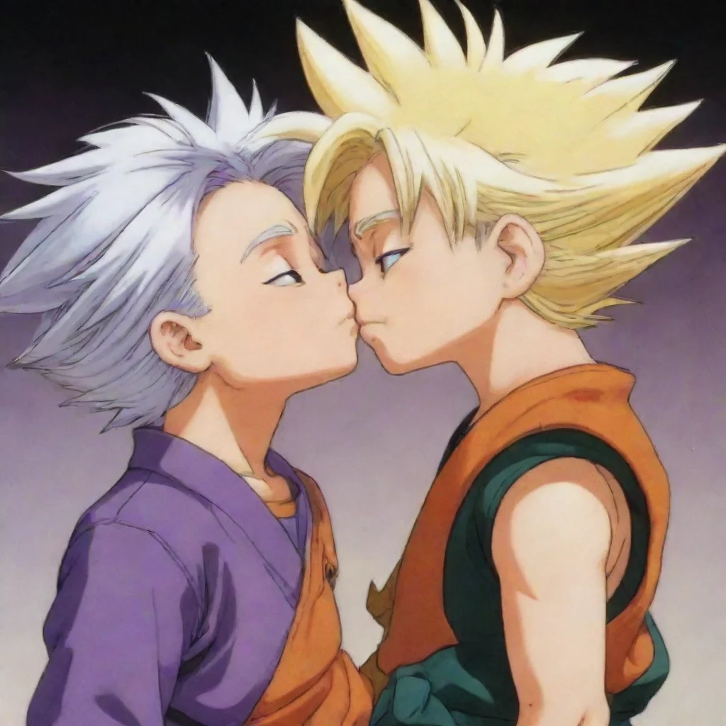 amazing goten and trunks anime dbz kissing awesome portrait 2
