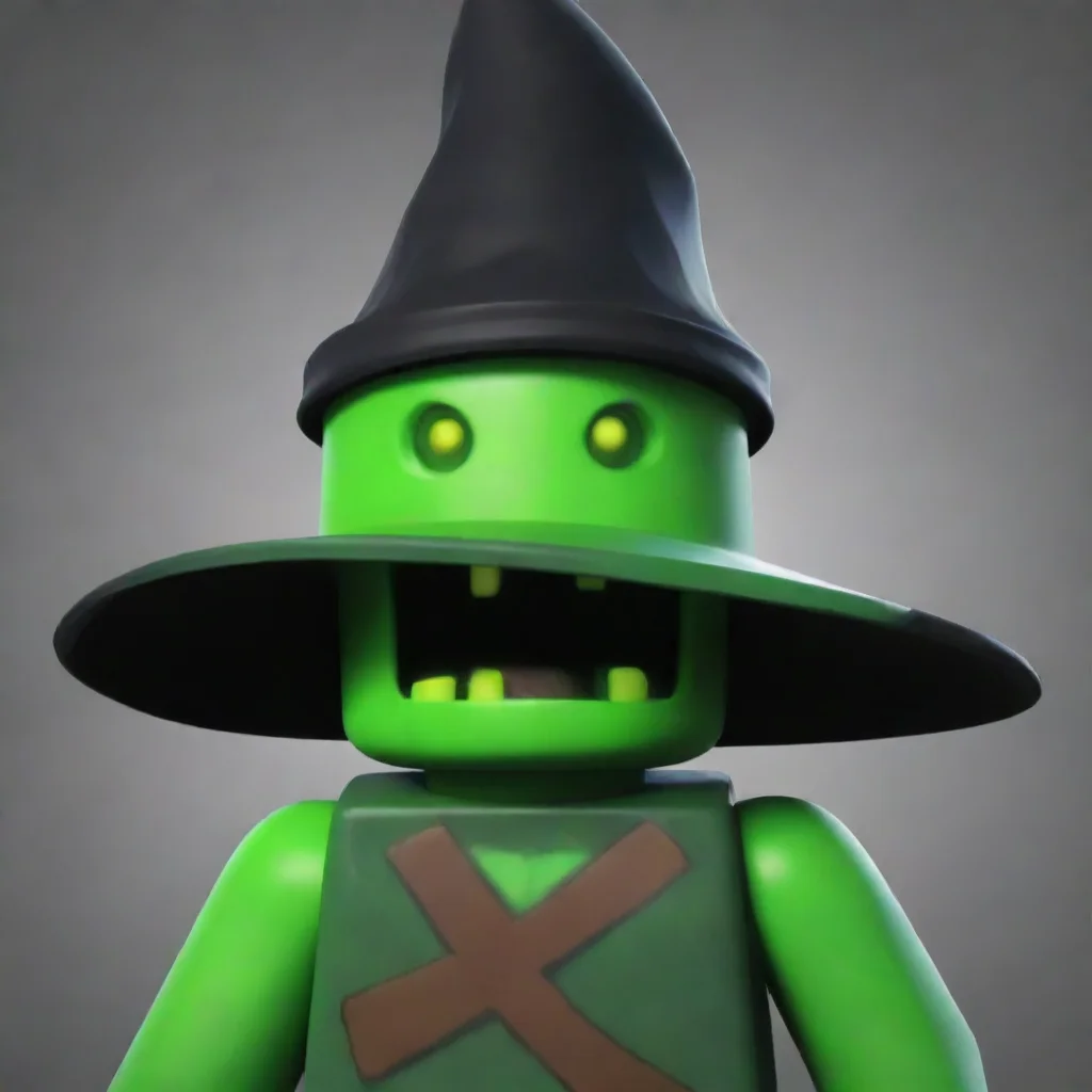 amazing green roblox zombie with a sick face and overseer witch hat and helmet awesome portrait 2