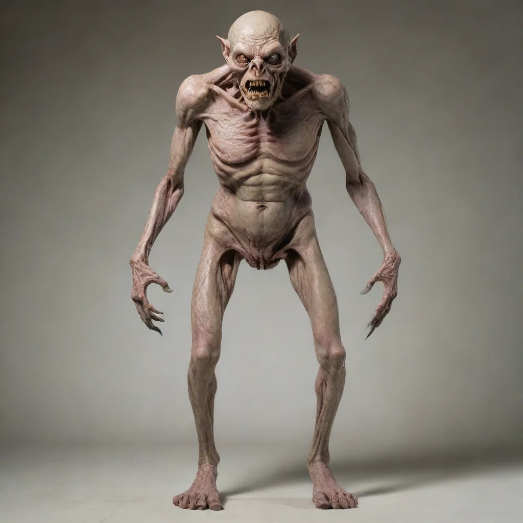 amazing grotesque  creature standing full body head to toes image frontal detailed skin  awesome portrait 2