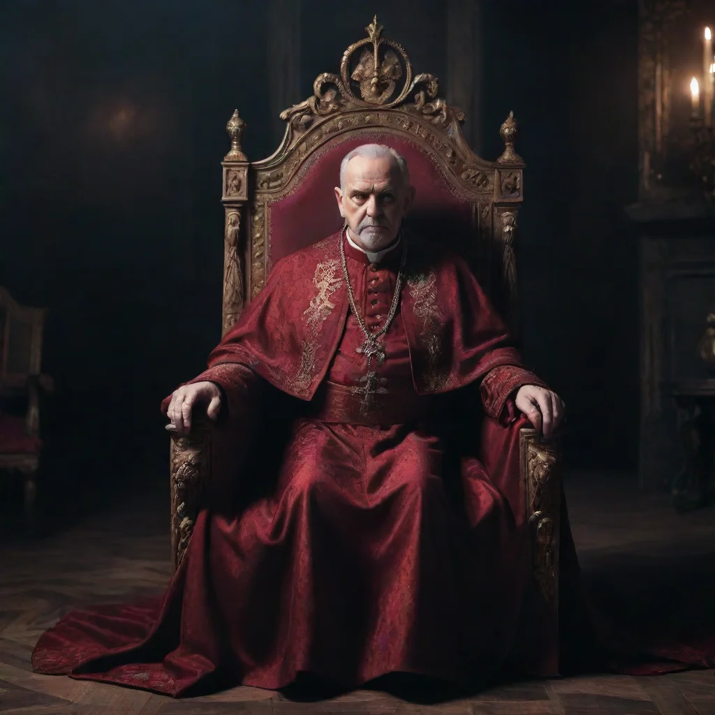 aiamazing handsome old satan evil king with slightly beard and an old masonicpope dress sitting on his throne in the dark palace room  awesome portrait 2