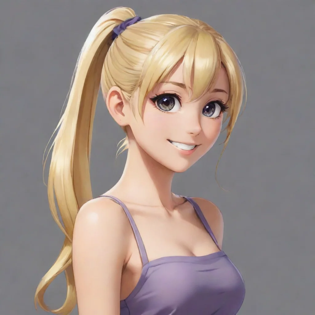aiamazing happy blonde anime girl with a ponytail awesome portrait 2