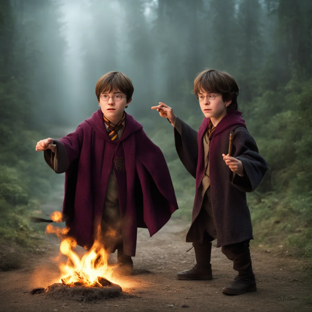 aiamazing harry potter and hermuone casting a spell awesome portrait 2
